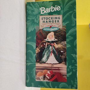 Barbie Stocking Hanger 1996 Green Dress, Vintage Hallmark Happy Holidays UNUSED